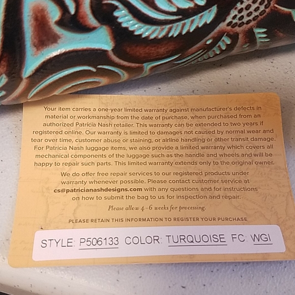 Patricia Nash isla tooled turquoise NWT - Picture 8 of 8